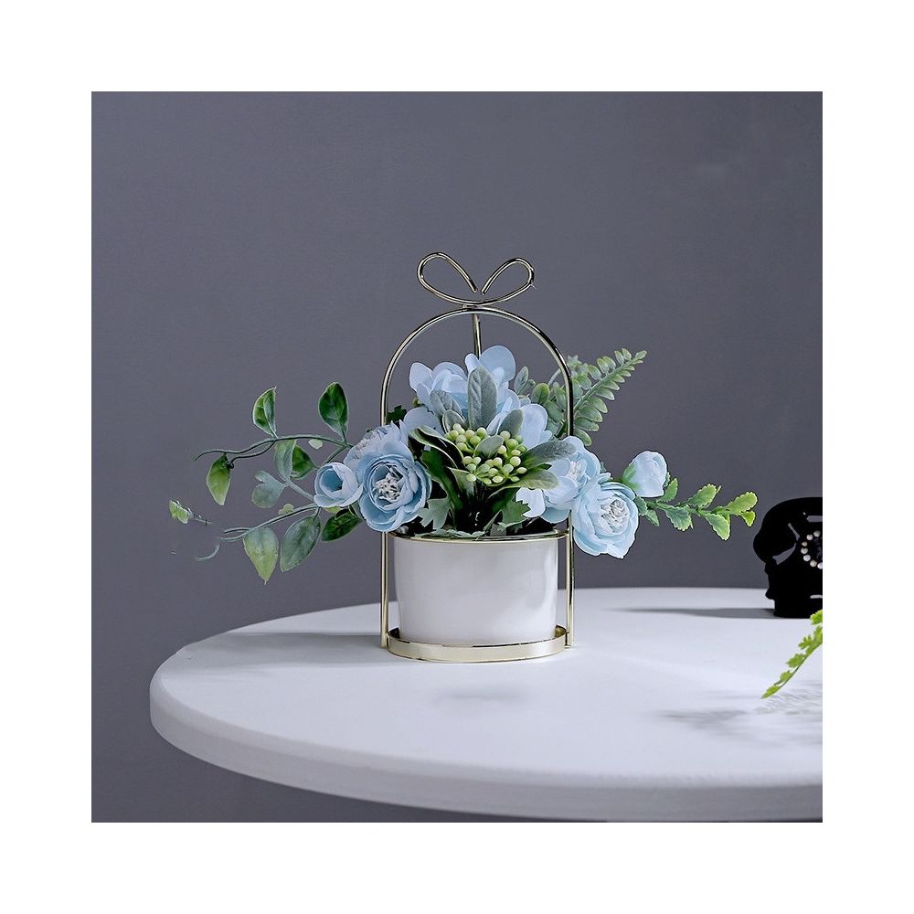 Wewoo - Fer Portable Cadre Hortensia Décoration De Pot De Fleur Ornements Home Study Office De Mariage Bleu Clair - Statues