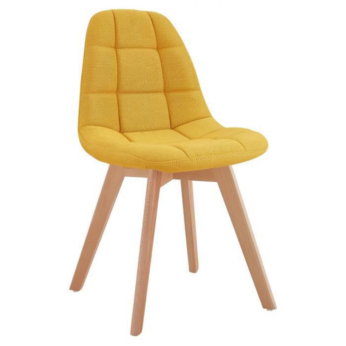 Icaverne - CHAISE ANYA Lot de 2 chaises de salle a manger - Style scandinave - Tissu Jaune curry - L 44 x P 50 x H 84 cm - Chaises