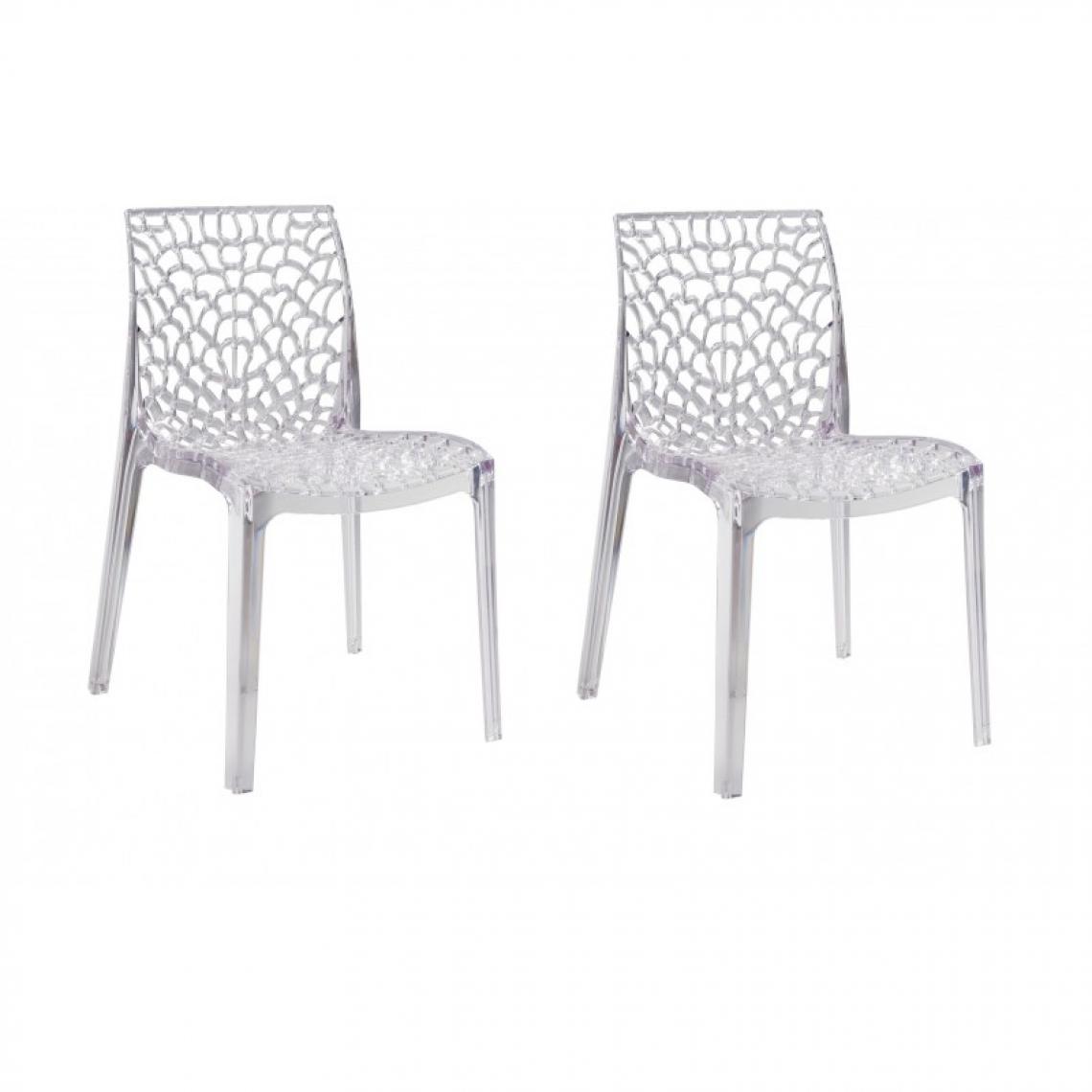 Meubletmoi - Lot 2 chaises ajourées empilables Transparentes - GRUYER - Chaises