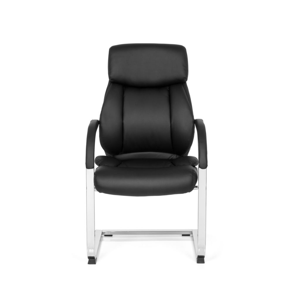 Hjh Office - Chaise de conférénce / Chaise à piétement luge / Chaise VISITER CL130 simili cuir noir - Chaises