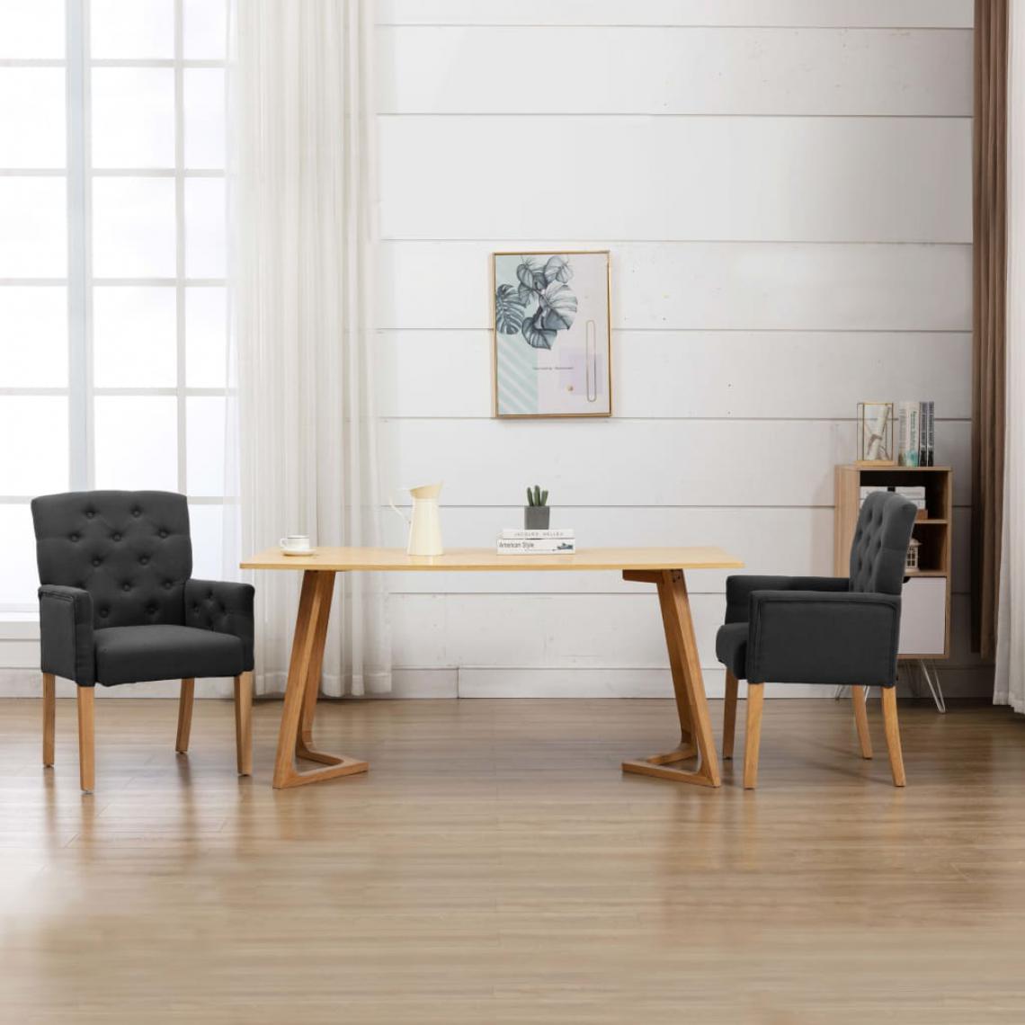 Icaverne - Stylé Fauteuils et chaises collection Djibouti Chaise de salle à manger avec accoudoirs Gris Tissu - Chaises