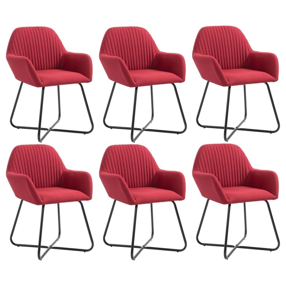 marque generique - Inedit Fauteuils et chaises reference Jérusalem Chaises de salle à manger 6 pcs Rouge bordeaux Tissu - Chaises