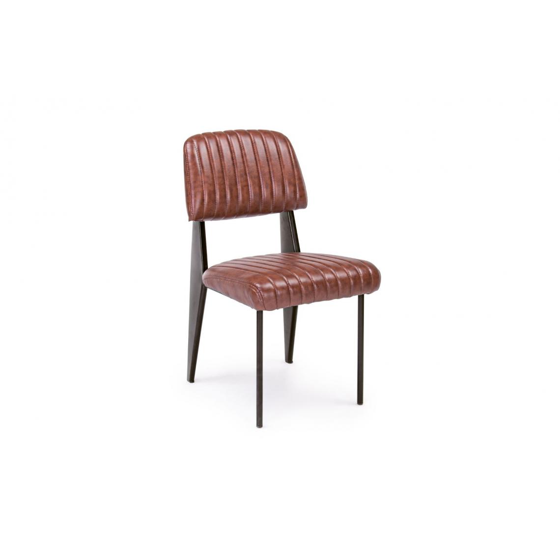 HELLIN - Chaise simili et métal Vintage Lot de 2 - CLARK - Chaises