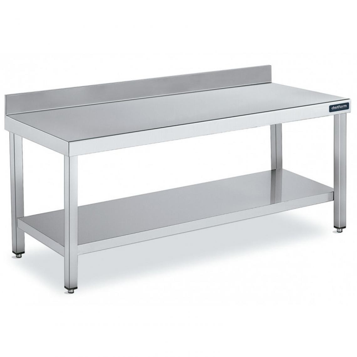 DISTFORM - Table Adossée en Inox avec 1 étagère Profondeur 700 mm - Distform - Acier inoxydable2200x700 - Tables à manger