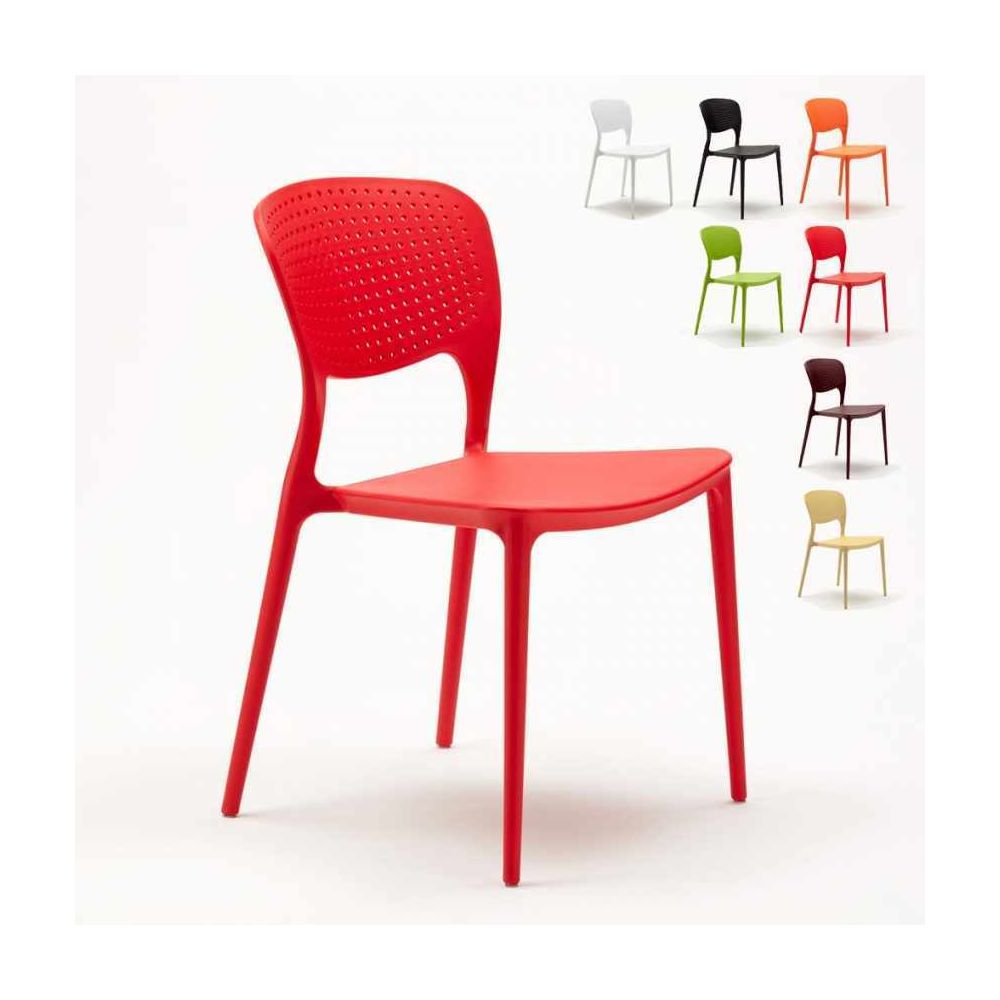 Ahd Amazing Home Design - Chaise cuisine bar café polypropylène empilable intérieur et extérieur Garden Giulietta, Couleur: Rouge - Chaises