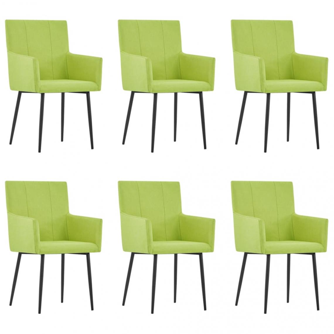 Decoshop26 - Lot de 6 chaises de salle à manger cuisine avec accoudoirs design moderne tissu vert CDS022143 - Chaises