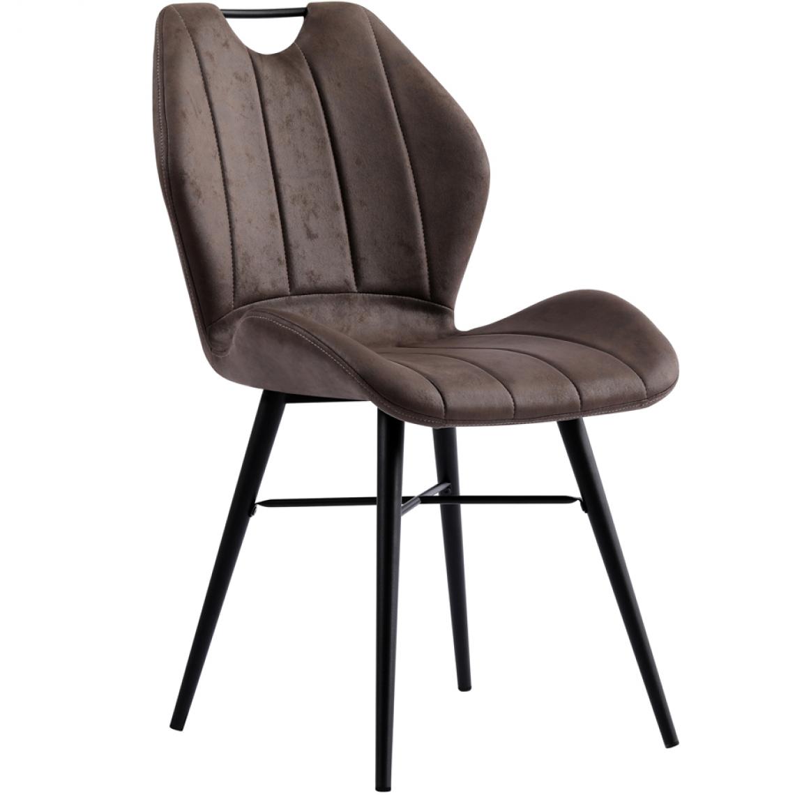 Nouvomeuble - Chaise marron salle à manger en tissu NEVADO (lot de 4) - Chaises