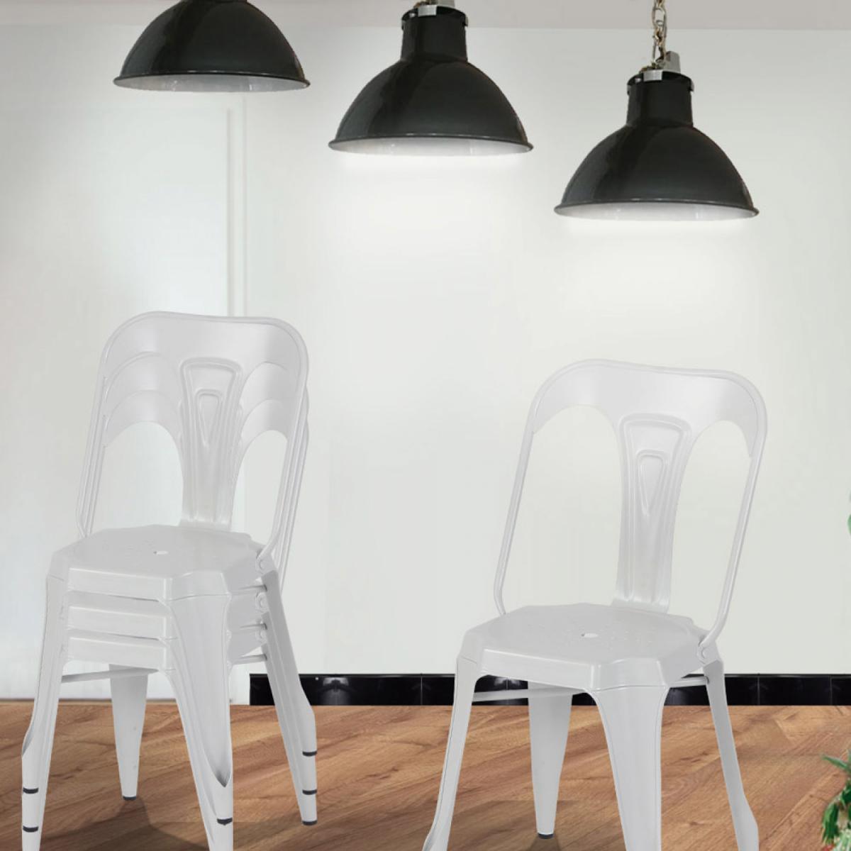 Concept Usine - Lot de 4 chaises industrielles Blanc - Lucy - Chaises