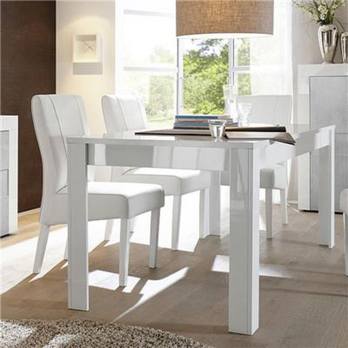 Nouvomeuble - Table à manger extensible blanc laqué design TUNIS - Tables à manger