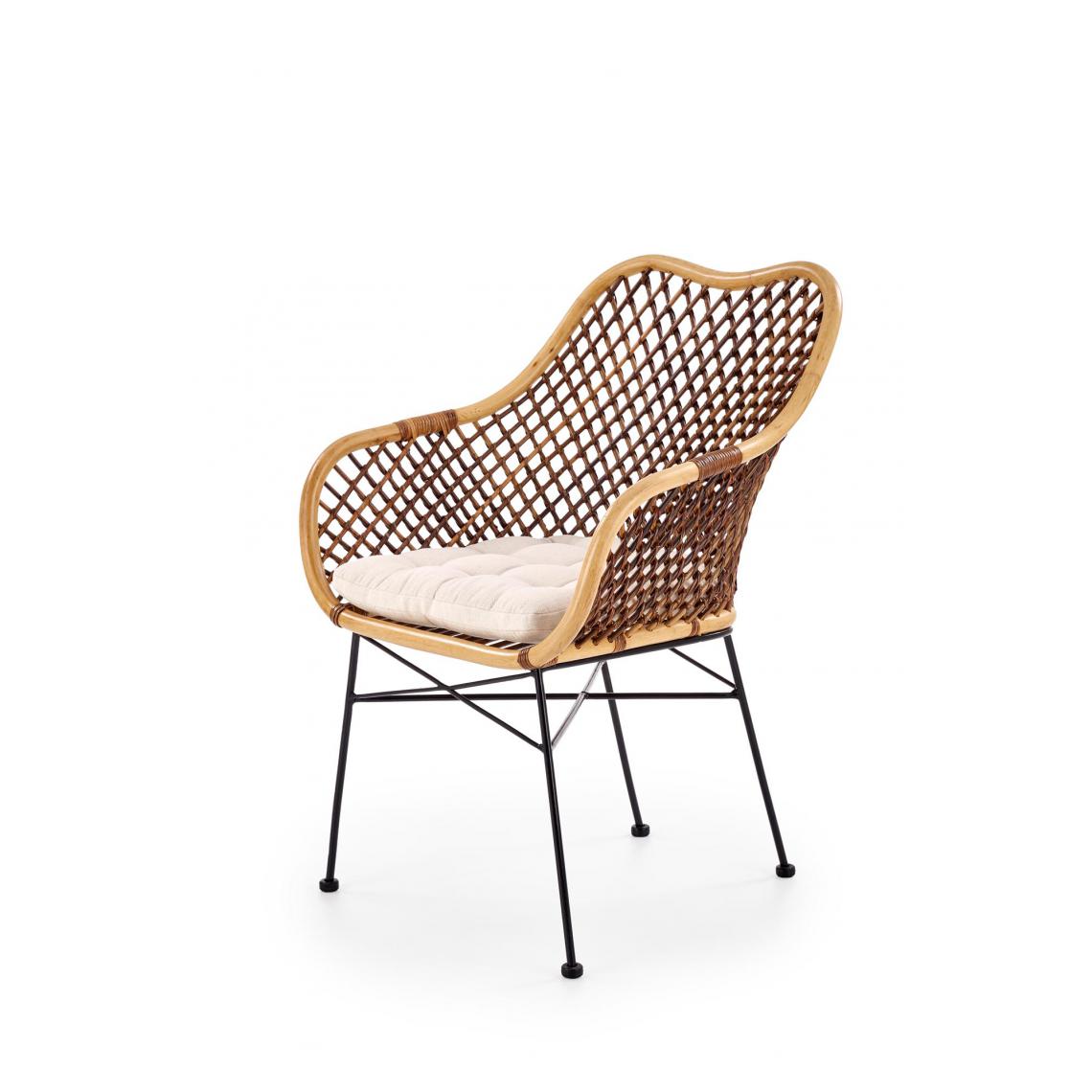Hucoco - VICENTE - Chaise en rotin style moderne jardin/terrasse - 89x64x64 - Pieds en acier - Meuble de jardin - Marron - Chaises