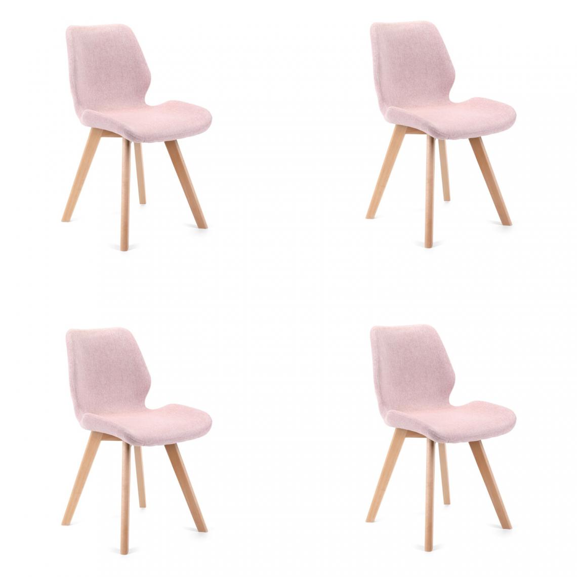 Hucoco - BROLI - Chaise rembourrée 4 pcs style moderne salon/salle à manger - 82.5x40x53 - Pieds en bois - Rose - Chaises