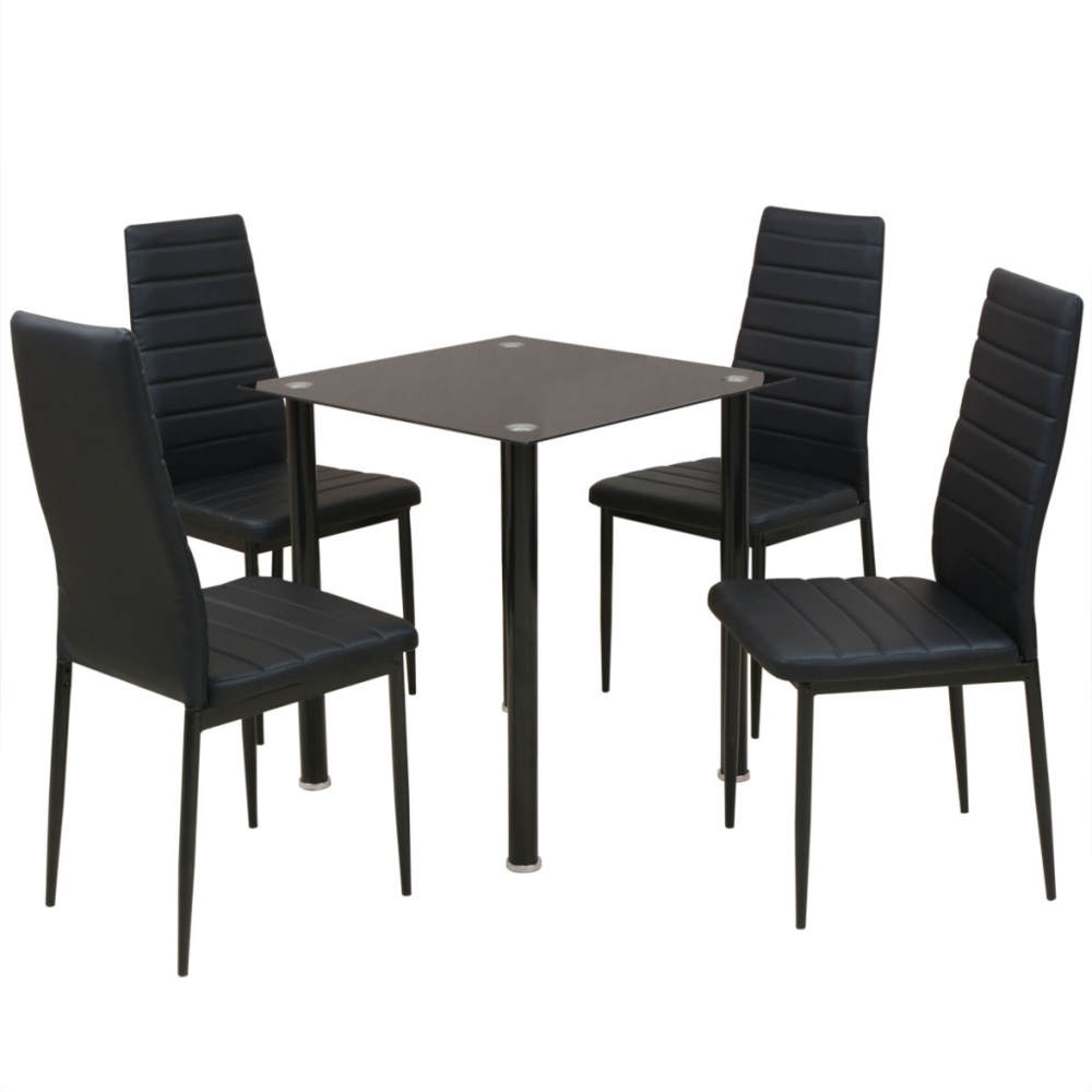 Vidaxl - vidaXL Ensemble table et chaise de salle à manger 5 pièces noir - Tables à manger