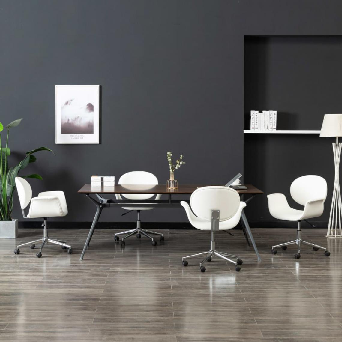 Icaverne - Superbe Fauteuils et chaises collection Berlin Chaises pivotantes de salle à manger 4 pcs Blanc Similicuir - Chaises