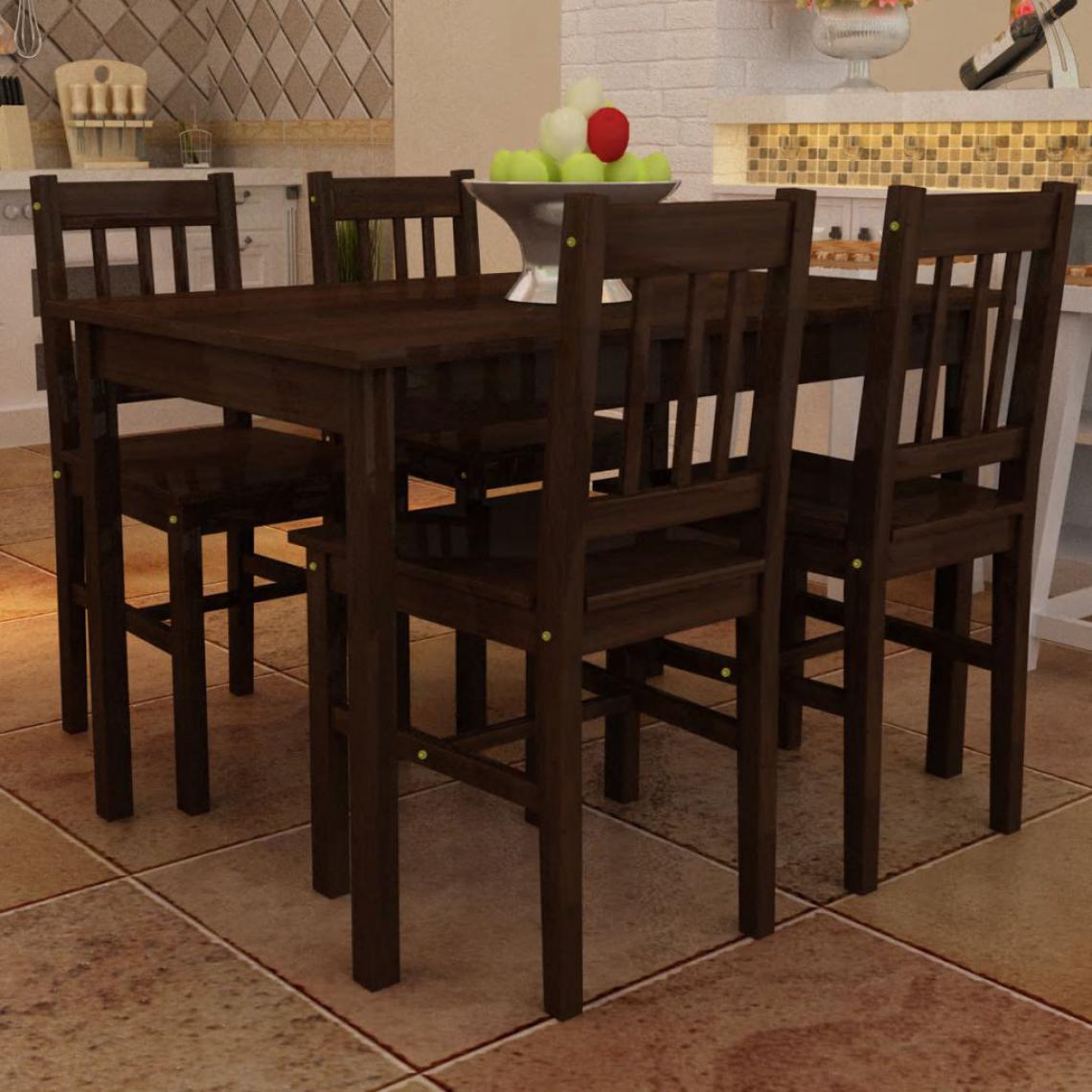 Chunhelife - Table de salle à manger avec 4 chaises Marron - Tables à manger