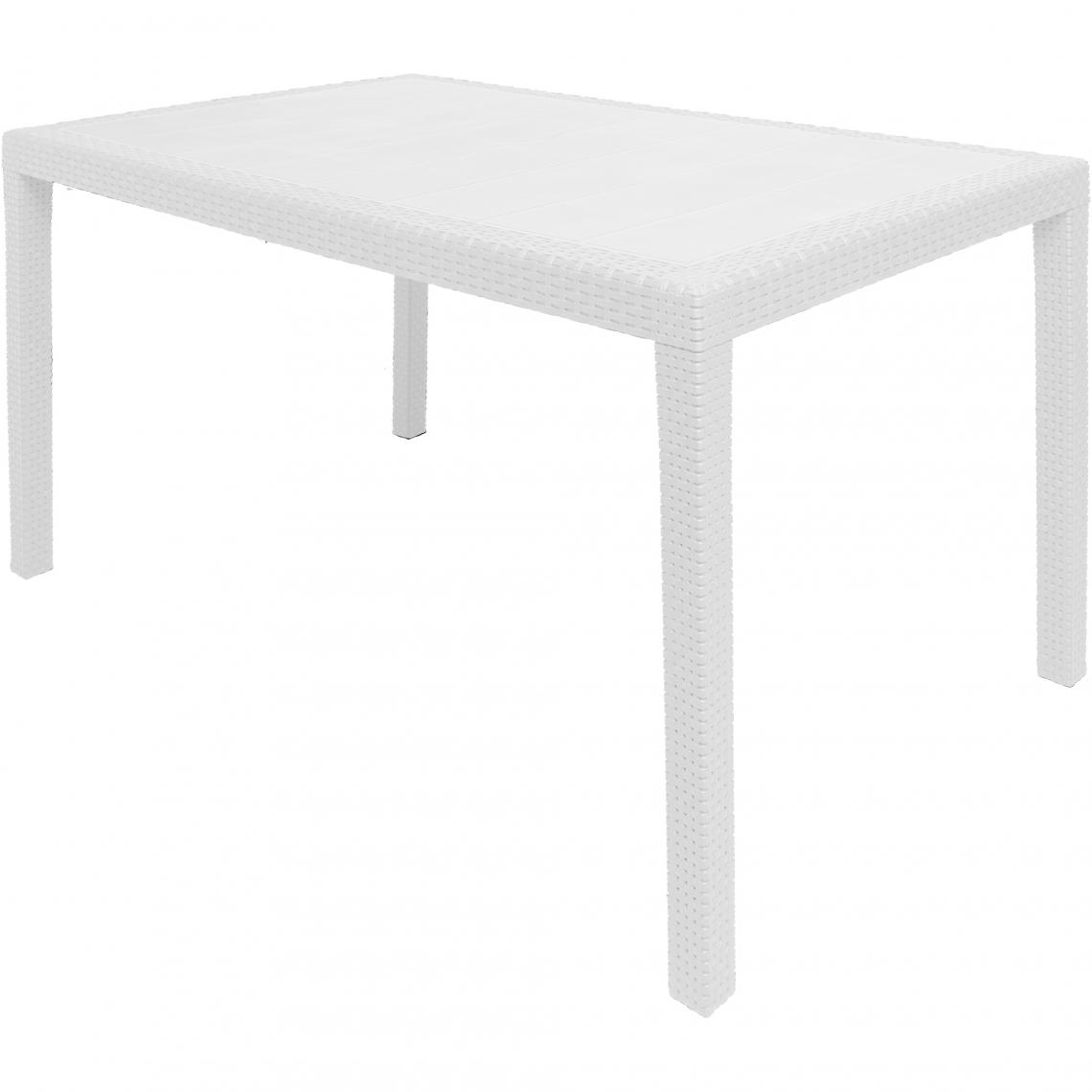 Alter - Table d'extérieur rectangulaire, Structure en résine dure effet rotin, Fabriqué en Italie, 150 x 90 x 72 cm, Couleur Blanc - Tables à manger