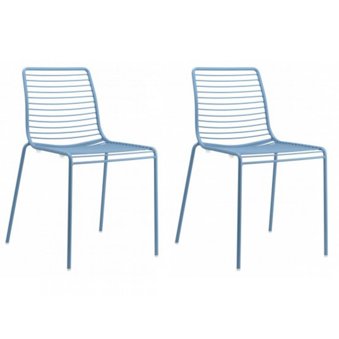 Scab - Chaise Lot de 2 chaises acier Summer bleu azur - Chaises