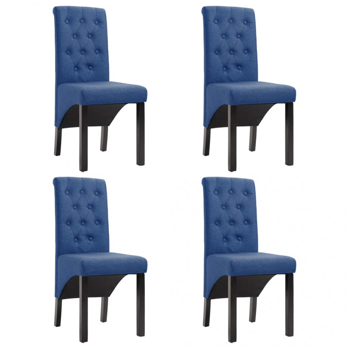 Decoshop26 - Lot de 4 chaises de salle à manger cuisine design classique tissu bleu CDS021296 - Chaises