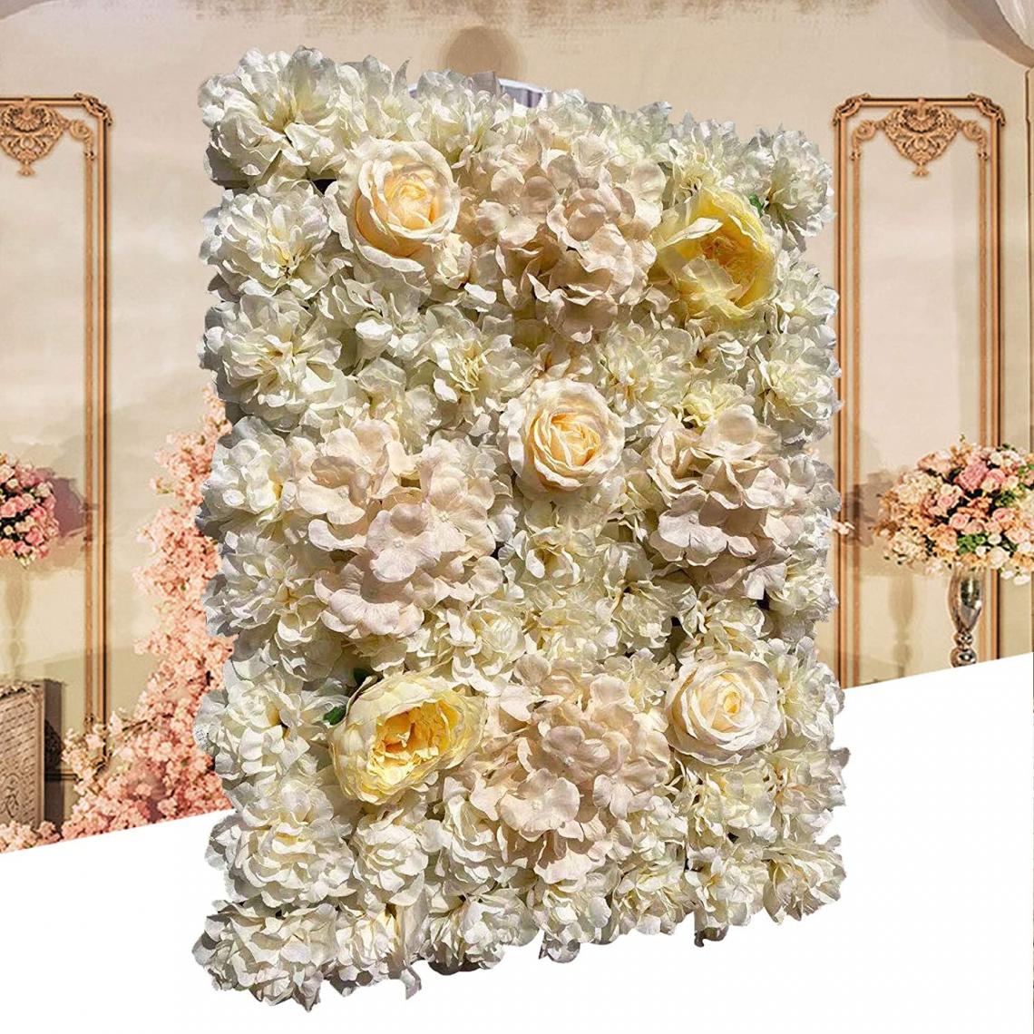 Oukaning - Lot de 6 panneaux muraux de fleurs artificielles pour décoration de jardin, maison, mariage, fête - 40 x 60 cm - Plantes et fleurs artificielles