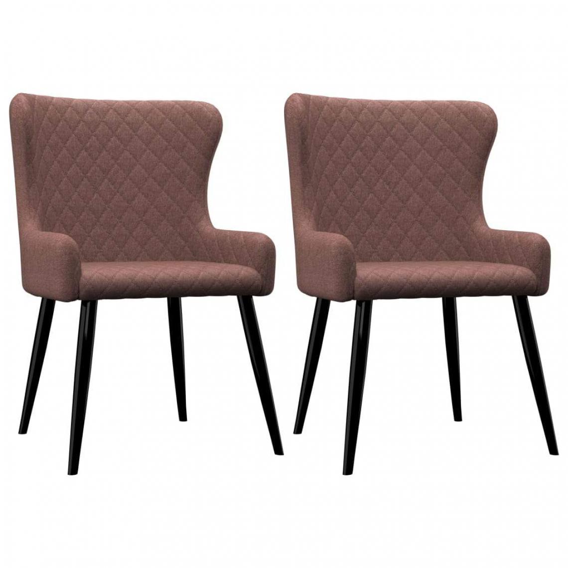 Decoshop26 - Lot de 2 chaises de salle à manger cuisine design classique tissu marron CDS020765 - Chaises