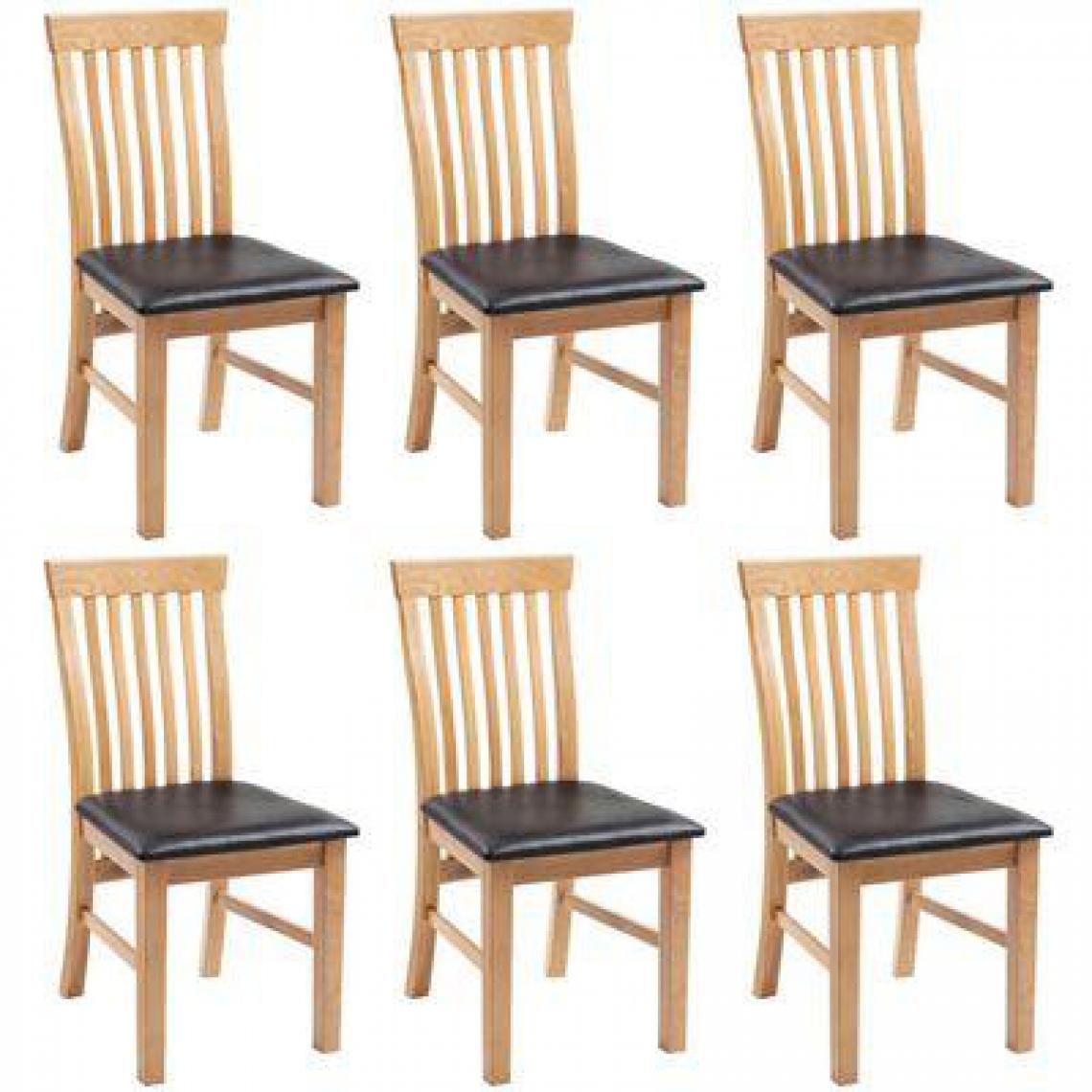 Decoshop26 - Lot de 6 chaises de salle à manger cuisine bois de chêne massif et similicuir CDS022240 - Chaises