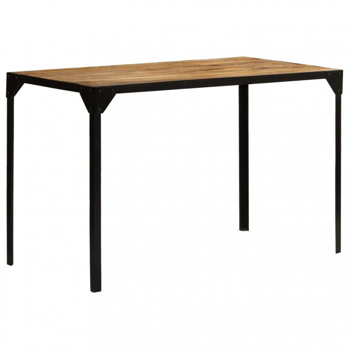 Helloshop26 - Table de salon salle à manger design bois de manguier brut et acier 120 cm 0902318 - Tables à manger