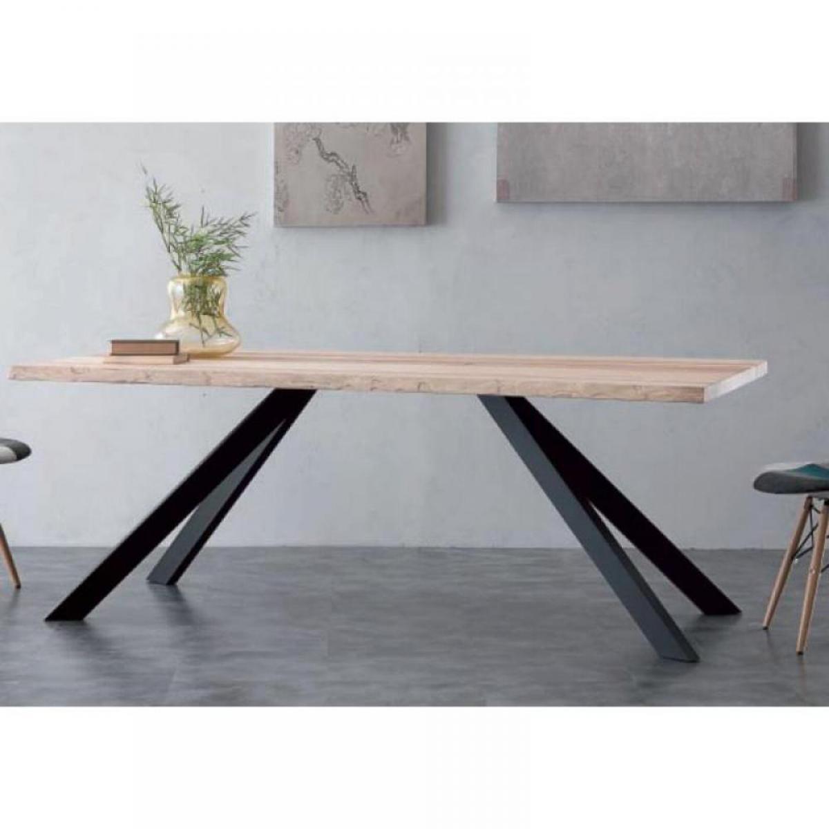 Inside 75 - Table repas BIO METAL en bois massif piétement en métal noir. - Tables à manger