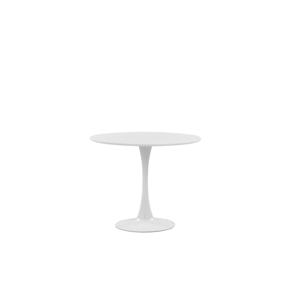 Beliani - Beliani Table de salle à manger blanche et ronde 90 cm BOCA - noir - Tables à manger