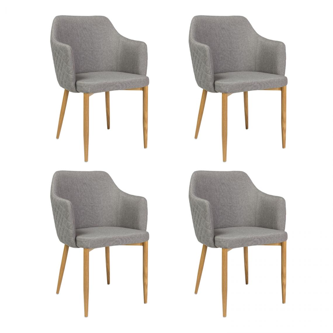 Hucoco - ASTOP - Lot de 4 chaise style glamour - 84x46x46 cm - Tissu haute qualité - Chaise élégante - Gris - Chaises