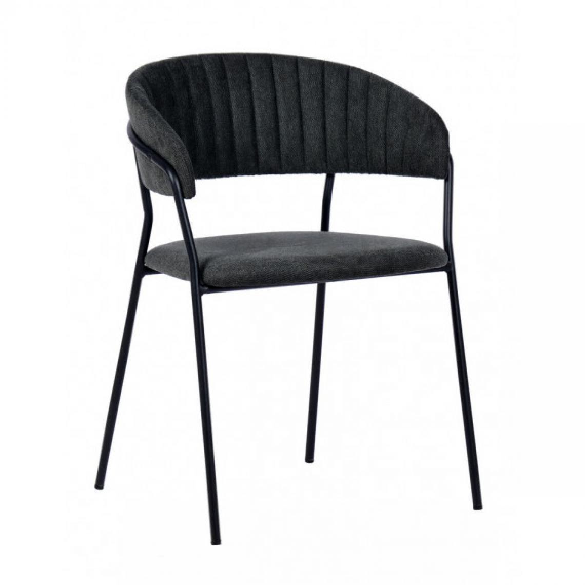 Mathi Design - BERGAME - Chaise de repas tissu gris foncé - Chaises