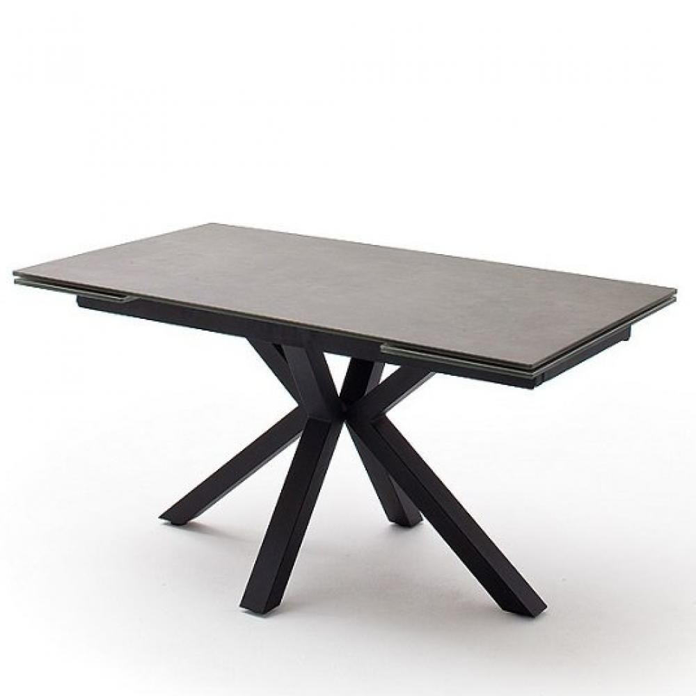 Inside 75 - Table extensible NODA 160 x 90 cm plateau céramique anthracite pied acier laqué anthracite - Tables à manger