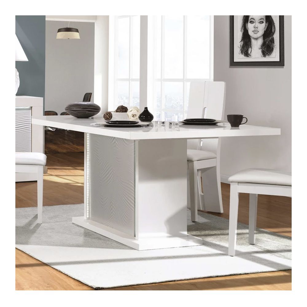 Nouvomeuble - Table à manger extensible blanche laquée design KARL - Tables à manger