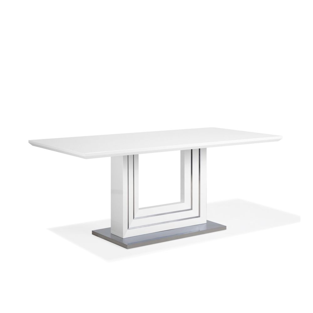 Beliani - Beliani Table en acier blanc 180 x 90 cm KALONA - blanc - Tables à manger