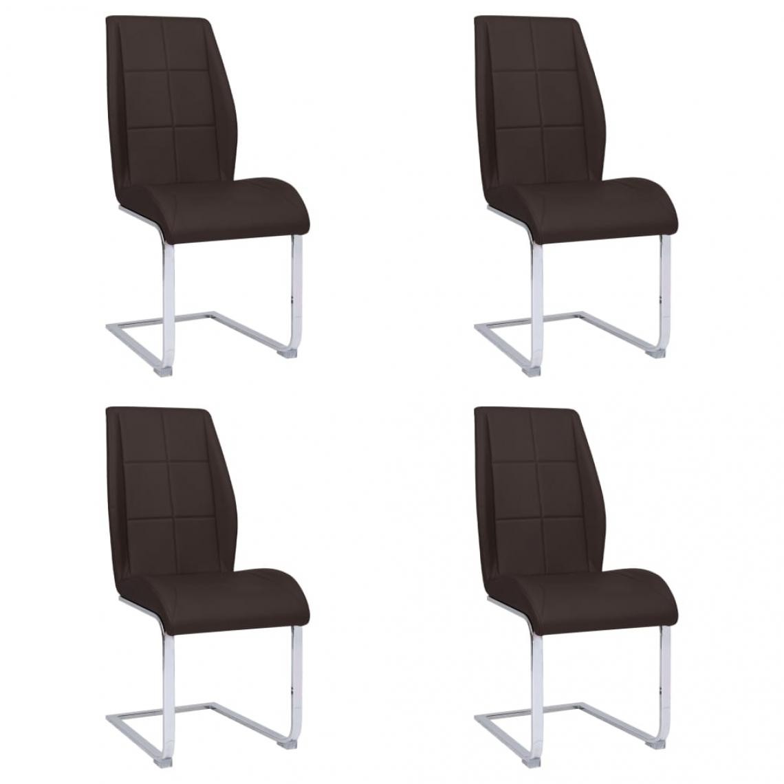 Decoshop26 - Lot de 4 chaises de salle à manger cuisine cantilever design intemporel tissu marron CDS021411 - Chaises