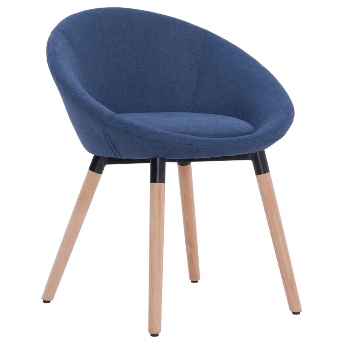 Decoshop26 - Chaise de salle à manger tissu bleu pieds en bois cadre métal CDS020014 - Chaises
