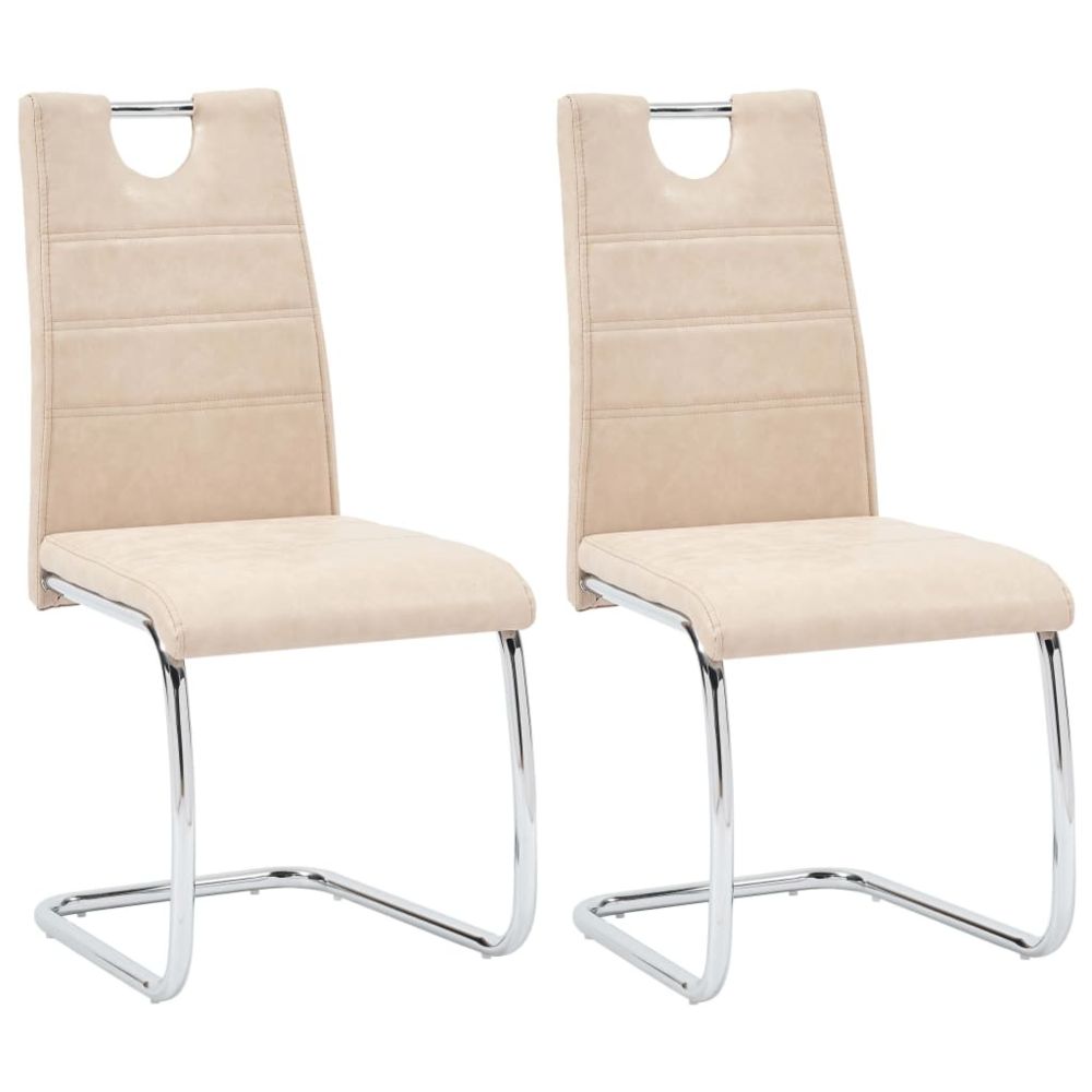 marque generique - Magnifique Fauteuils et chaises collection Douchanbé Chaises de salle à manger 2 pcs Crème Similicuir - Chaises