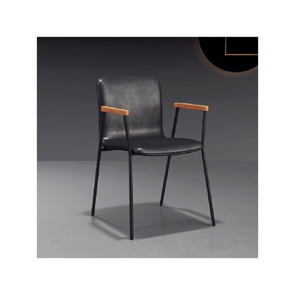 Wewoo - Fauteuil de bureau de salle à manger de chaise moderne jambe noire noir - Chaises