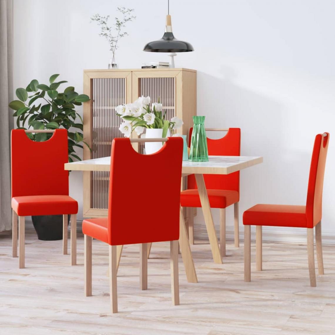 Vidaxl - vidaXL Chaises de salle à manger 4 pcs Rouge Similicuir - Chaises
