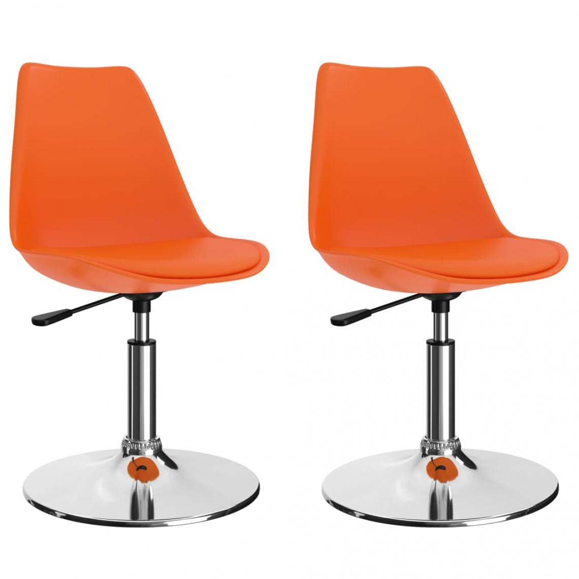 Decoshop26 - Lot de 2 chaises de salle à manger cuisine pivotantes design moderne similicuir orange CDS020929 - Chaises