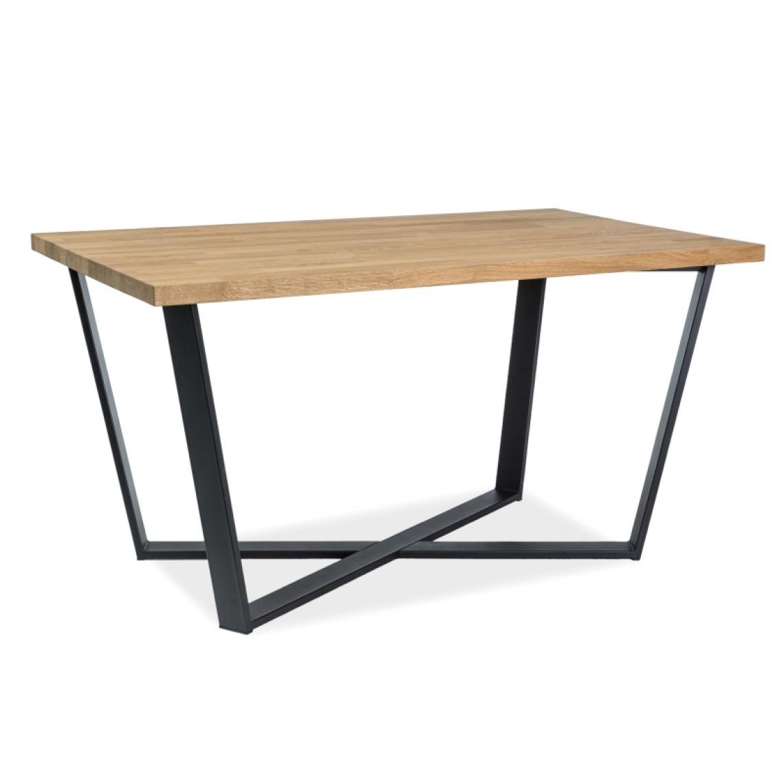 Hucoco - MARCEMMO - Table élégante de style moderne - 150X90x78 cm - Plateau en placage naturel - Piètement en métal - Chêne - Tables à manger