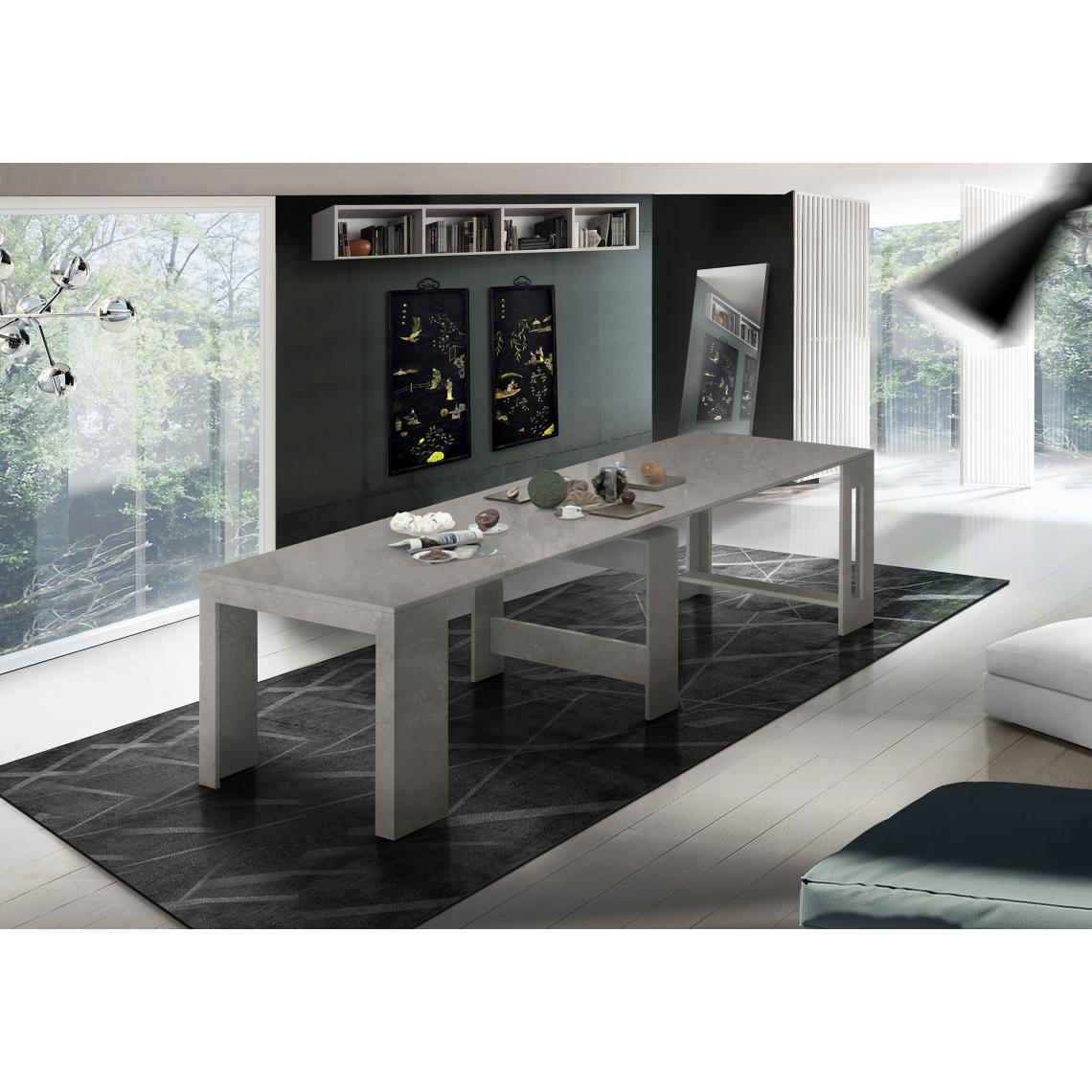 Alter - Table à manger moderne, Made in Italy, Console extensible jusqu'à 12 places, avec support d'extension, 51x90h77 cm (jusqu'à 300 cm) couleur Gris Cendre - Tables à manger