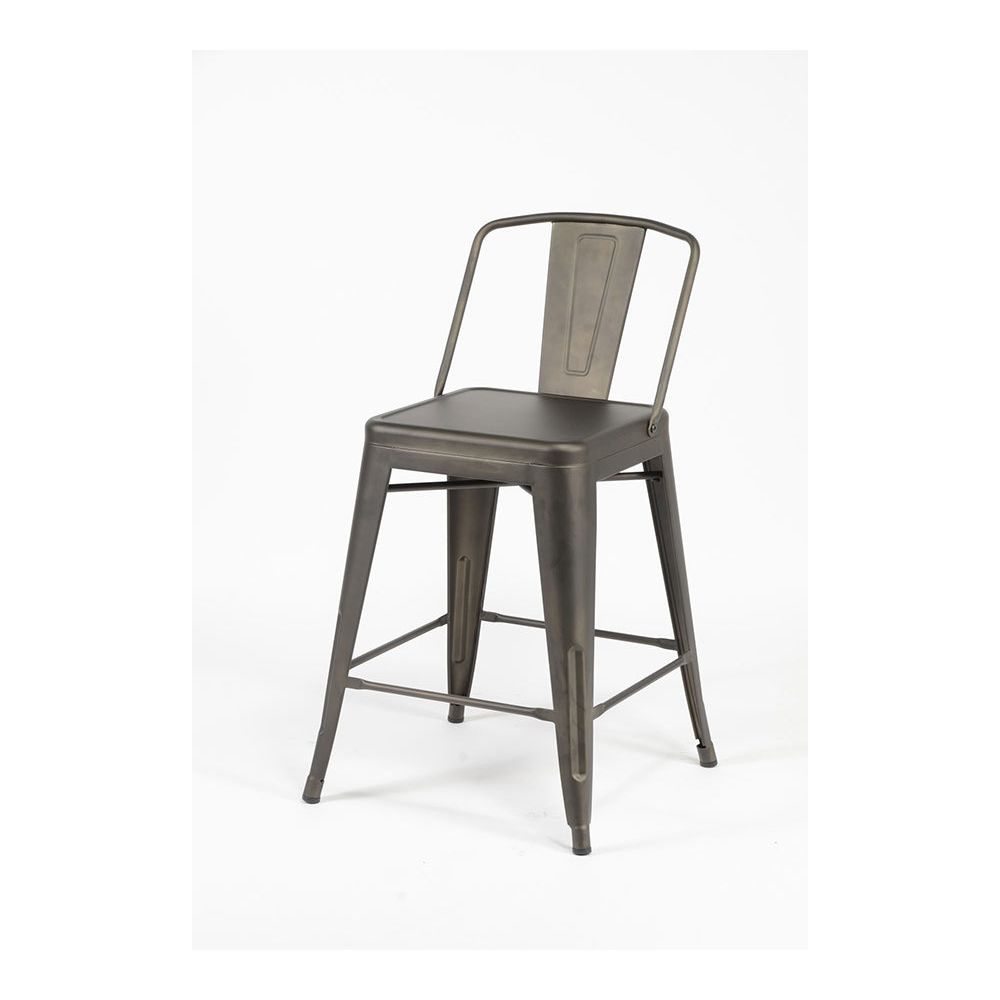 Happymobili - Chaise haute industrielle grise en acier CONRAD (lot de 4) - Chaises