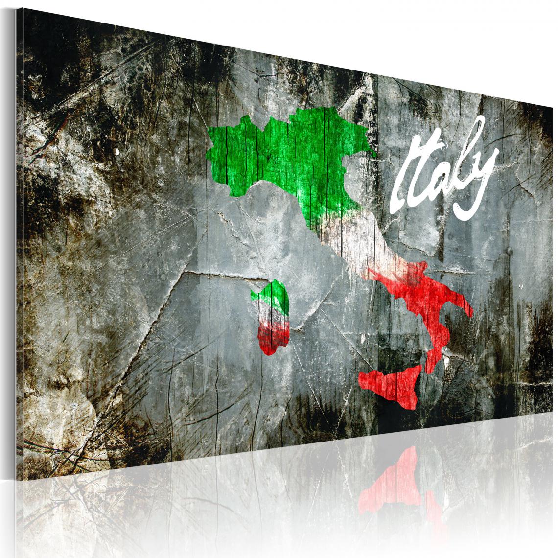 Decoshop26 - Tableau sur toile décoration murale image imprimée cadre en bois à suspendre Carte artistique de l'Italie 120x80 cm 11_0004032 - Tableaux, peintures