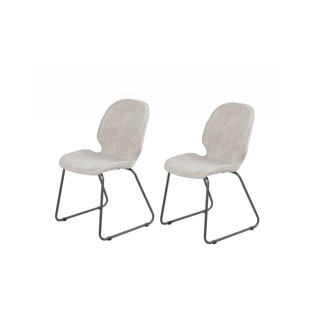 Meubletmoi - Lot de 2 chaises gris clair, suédine - PANAMA - Chaises