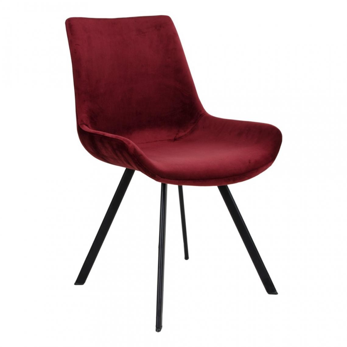 House Nordic - Chaise Velours Rouge DRAMMEN - Chaises