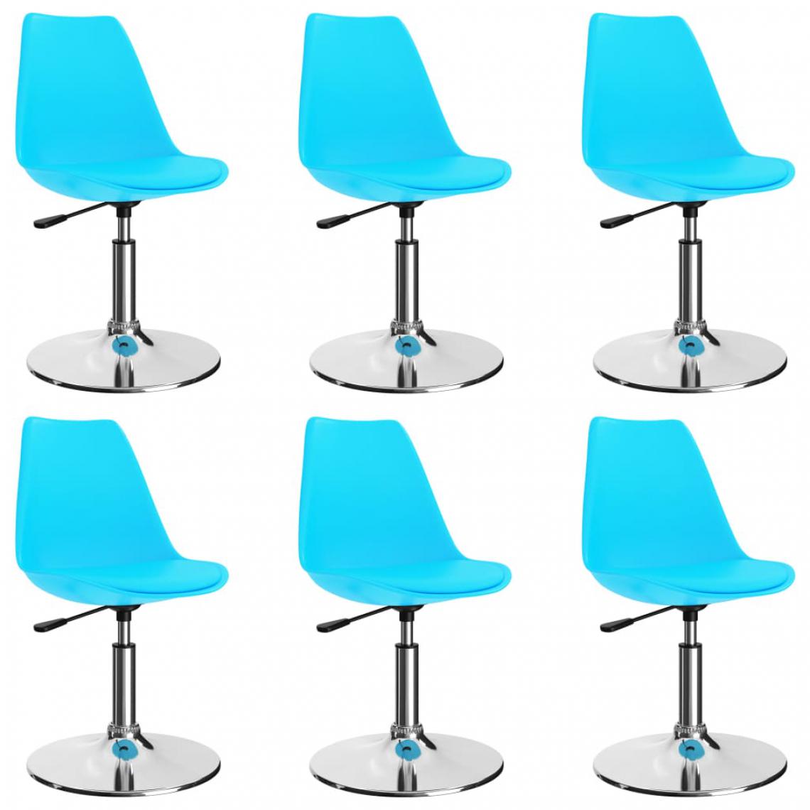 Icaverne - Admirable Fauteuils et chaises serie São Tomé Chaises de salle à manger pivotantes 6 pcs Bleu Similicuir - Chaises