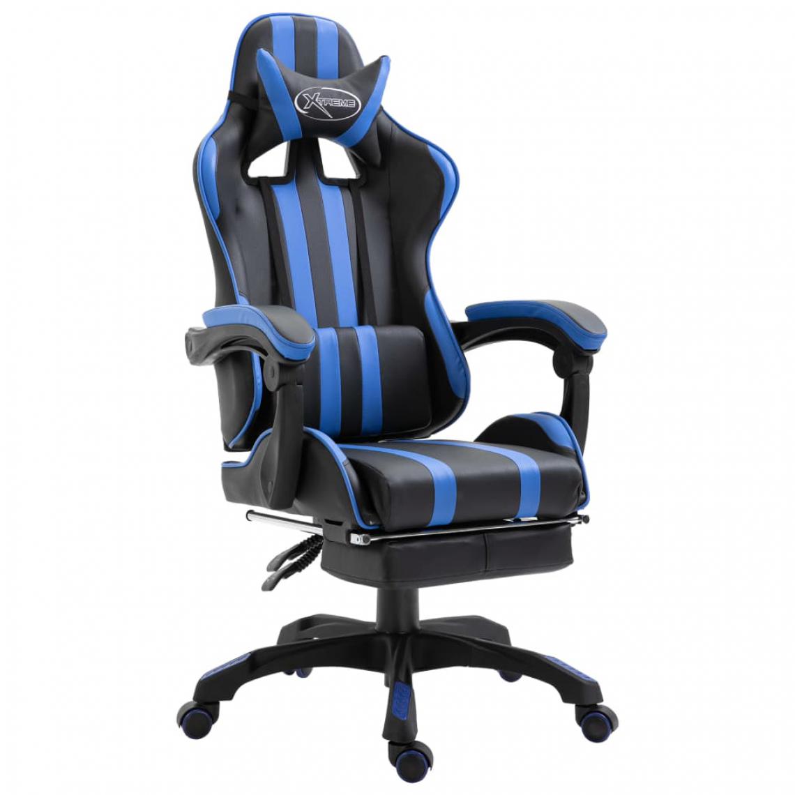 Uco - UCO Chaise de jeu avec repose-pied Bleu Similicuir - Chaises