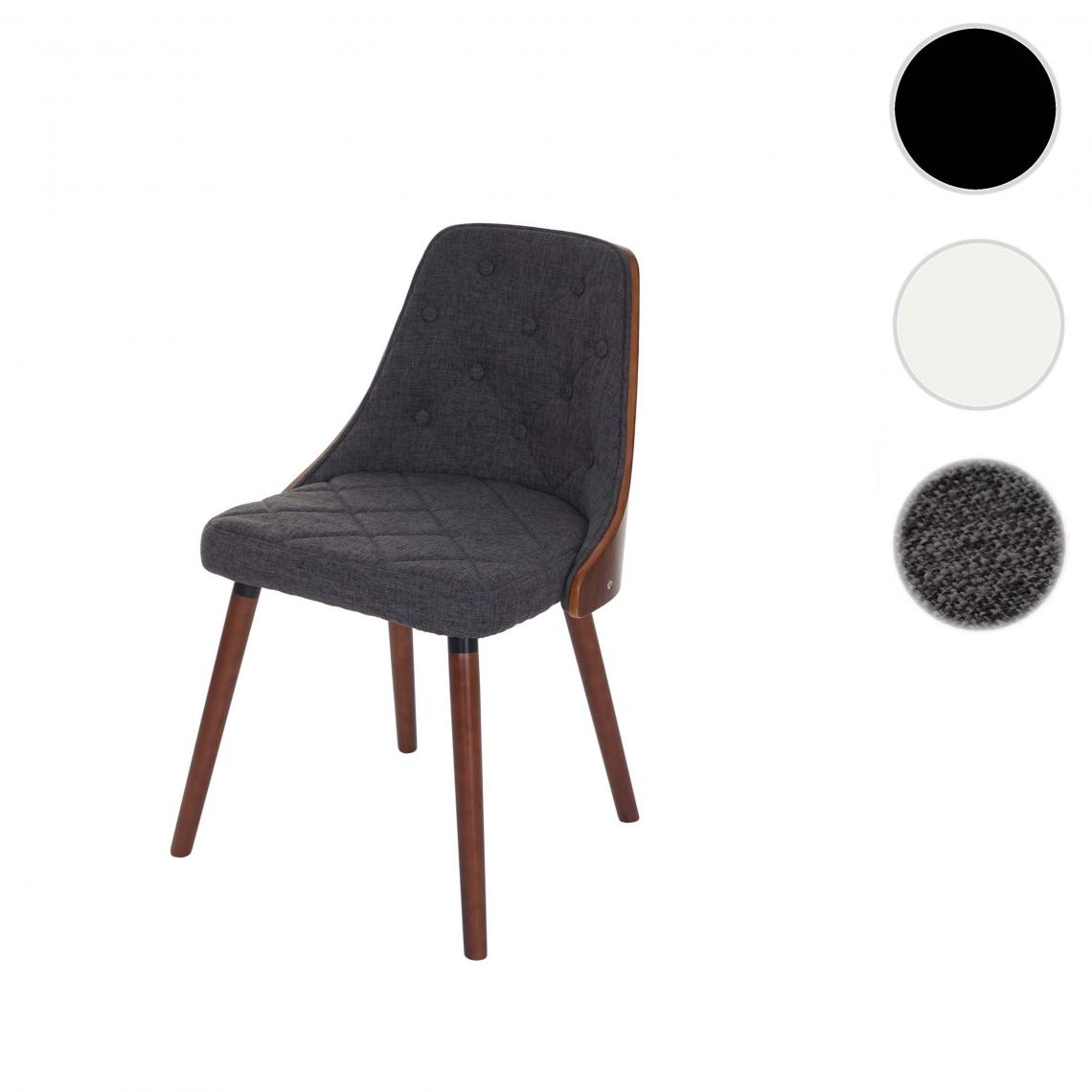 Mendler - Chaise de salle à manger HWC-A75, chaise visiteur chaise de cuisine, aspect noyer ~ tissu/textile gris - Chaises