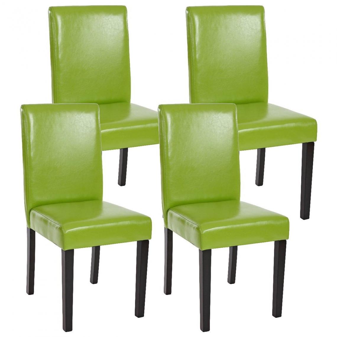 Decoshop26 - Lot de 4 chaises de salle à manger simili-cuir vert pieds foncés CDS04132 - Chaises
