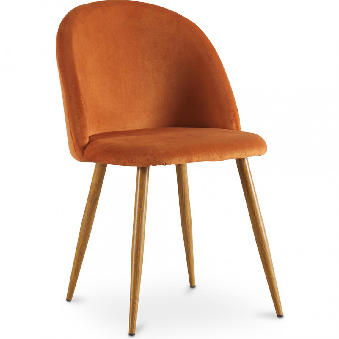 Iconik Interior - Chaise à manger accent velours tapissée scandi retro design pieds en bois - Evelyne - Chaises