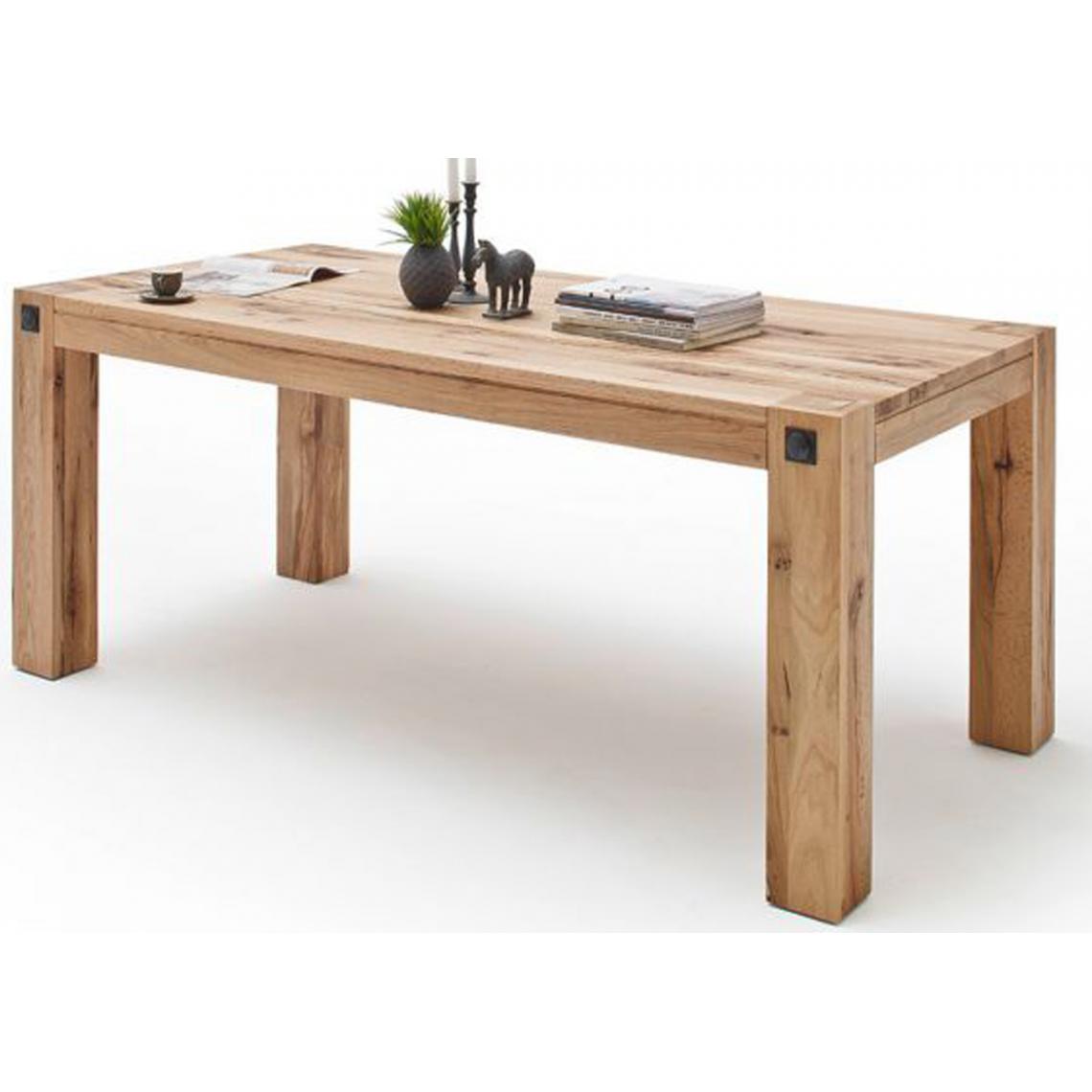 Pegane - Table à manger en chêne sauvage laqué mat massif - L.220 x H.76 x P.100 cm - Tables à manger